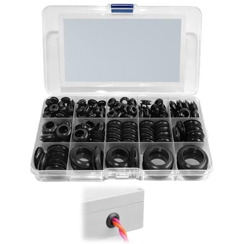 Image of 278 Pcs Rubber Grommets Assortment Kit, Black Double-Sided Electrical Conductor Wiring Blanking Gasket Ring Grommets for Holes, Cable Grommet for Protecting Wires, Plugs, Cables