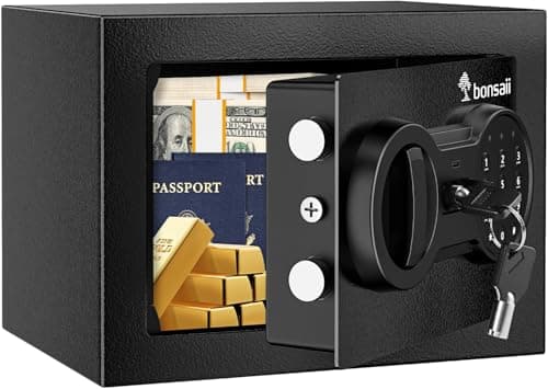 Image of Bonsaii Safe Box for Money, 6.6L Small Safe Box with Electronic Keypad, Steel Construction Digital Safe, Mini Safe for Home Office Hotel, 17x23x17 CM