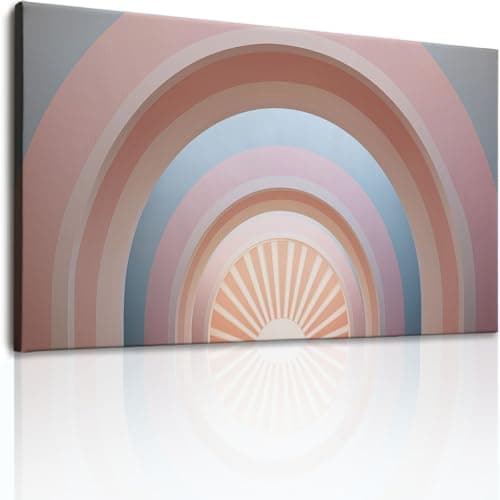Image of Wooden Framed Canvas Wall Art for Home Decor, Geometric Arches Bedroom Office Wall Decor Paintings, Multicoloured Minimalist Fashion Architecture Pictures Artwork Print for Living Room Decor 70L x 50W