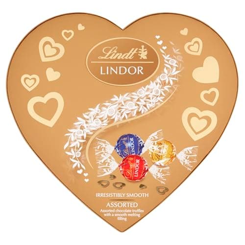 Image of Lindt Lindor Assorted Heart Box Chocolate Truffles – 200g Box (Approx. 16 Balls) – Smooth Filling – Gift, Anniversary, Birthday, Congratulations Treat