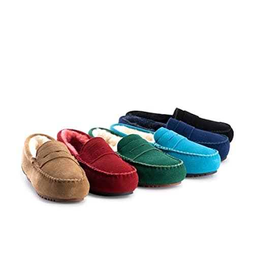 Image of Aus Wooli Australia Womens Byronbay Cosy Moccasin - Blue - UK Women 7/UK Men 7