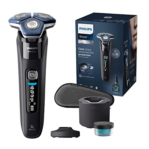 Image of Philips Shaver Series 7000 - Wet & Dry Mens Electric Shaver with SkinIQ Technology, Razor with Pop-up Trimmer, Charging Stand, Travel Case, Quick Clean Pod and Quick Clean Cartridge (Model S7886/55)
