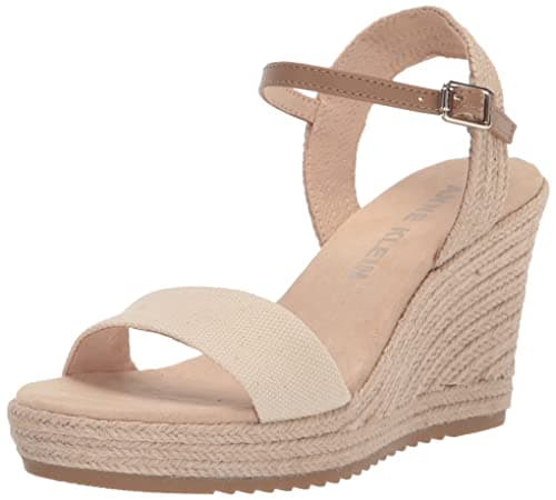 Image of Anne Klein Women's Wylie Espadrille Wedge Sandal, Cream, 7 UK