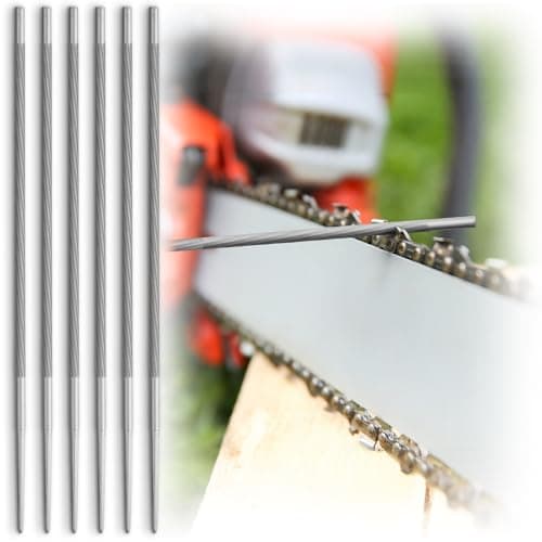 Image of Chainsaw Sharpening File Set - 6 Round Files Compatible w/ ⅜” Pitch Chainsaws - Efficient Tool Kit for Filing Saw Chains - Heavy-Duty Chainsaw Sharpener Files - by EffektWerk