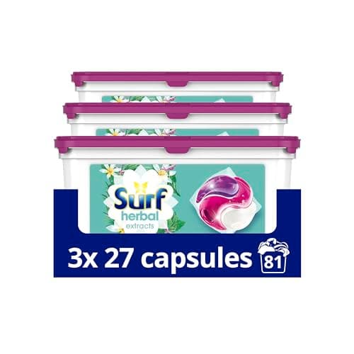 Image of Surf Herbal Extracts 3 in 1 Capsules Washing Capsules even more fragrance* for brilliantly clean laundry every time 3x 27 capsules (81 washes)