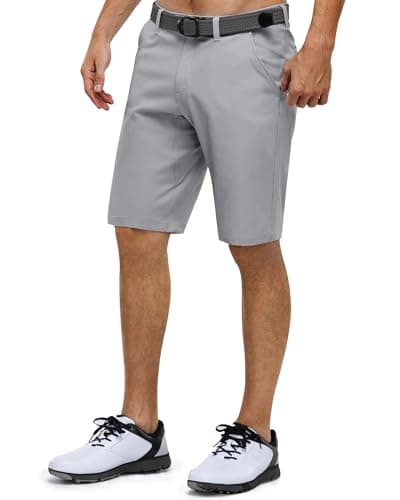 Image of 33,000ft Men's Golf Shorts Dry Fit, 11" Lightweight Quick Dry Golf Stretch Bermuda Shorts Performance Casual Shorts with Pockets for Golf Travelling and Wroking, Silver Grey 36W