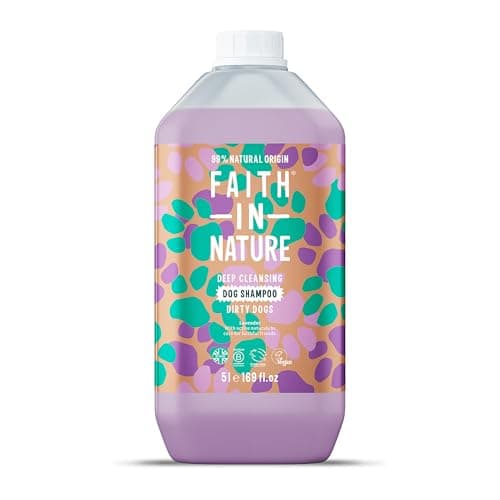 Image of Faith In Nature Natural Lavender Dog Shampoo, Vegan & Cruelty Free, No SLS,Silicones or Parabens, Deep Cleansing, For Dirty Dogs, 5L Refill Pack