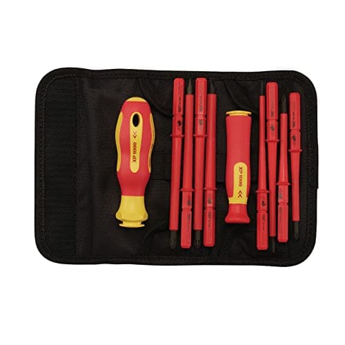 Image of Draper XP1000 10 Piece Precision Screwdriver Set | VDE Dual Insulated Interchangeable Blade | Electrical Tool Driver Set | Hand Tools Set | 05721