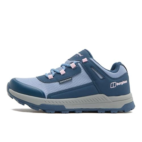 Image of Berghaus Kids’ Galactic Low Walking Shoe with High Traction Sole, Waterproof, Breathable, Lightweight, Vegan Friendly Trainers (Navy, UK Footwear Size System, Big Kid, Numeric, Medium, 3)