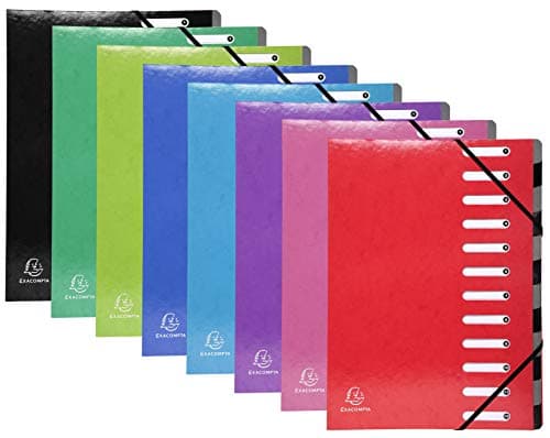 Image of Exacompta - Ref 53929E - Iderama Collection - Harmonika Multipart File - 245 x 320mm in Size, Suitable for A4 Documents, 12 Multicoloured Tabbed Sections - Assorted Colours (Pack of 8)