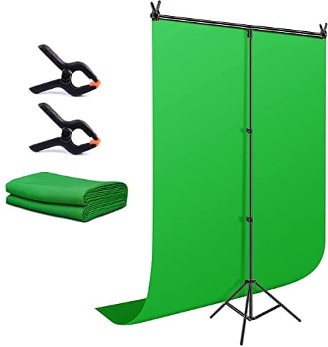Image of LENCARTA Green Screen Background with Stand Kit 2m x 3m (6.5ft x 9.8ft) GreenScreen Photography Backdrop Kit for Gaming, Photo Studio, Streaming, TikTok, Chroma Key, YouTube, Zoom, Teams