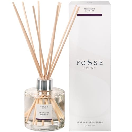 Image of Midnight Jasmine Reed Diffuser 200ml | Heady Floral & Romantic | 10 Natural Fibre Reeds | Vegan & Paraben Free | 4+ Months | Handmade in UK - Fosse Living