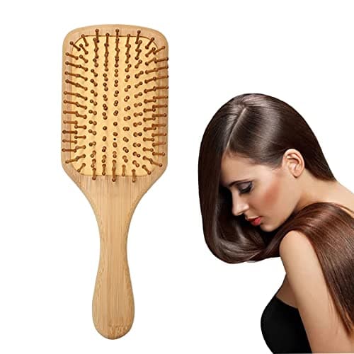 Image of Bamboo Paddle Hairbrush Hair Massage Brush Wooden Anti Static Hair Brush Detangling Hair Brush Eco-Friendly Natural Wooden Bamboo Air Paddle Detangle Hairbrush for Women Kids Men (Rectangle)