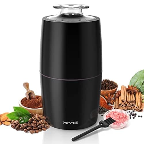 Image of KYG Electric Coffee Grinder 300 W Motor 70 g Capacity Grinders Safety Lock with 304 Stainless Steel Blades Grinder Low Noise 45 dB for Nuts, Spices, etc