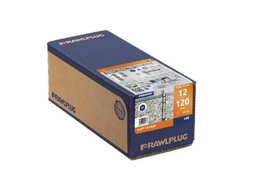 Image of Rawlplug R-XPT-12120 12 x 120 mm M12 Zinc Plated Through Bolt (50 pieces)