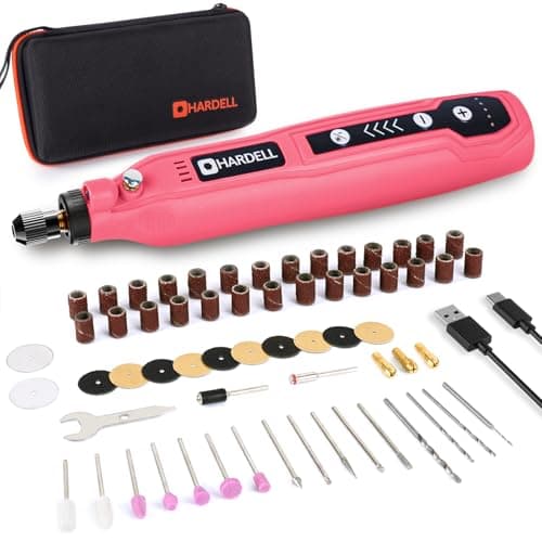 Image of HARDELL Cordless Rotary Tool Kit with 69 Accessories - 5-Speed Mini Power Tool, USB Rechargeable for Drilling, Sanding, Polishing, Engraving (DIY & Crafts)