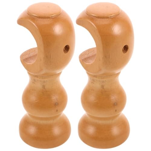 Image of IMIKEYA 2pcs Wooden Curtain Rod Brackets Wall Mounted Solid Wood Drapery Pole Holders Natural Finish 28mm Opening Support for Living Room Bedroom Window Curtains