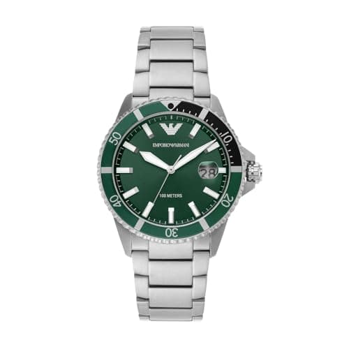 Image of Emporio Armani Watch for Men, Three Hand Date Movement, 42 mm Silver Stainless Steel Case with a Stainless Steel Strap, AR11338