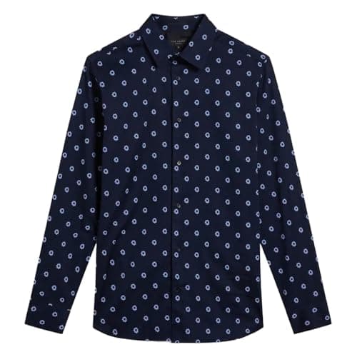 Image of Ted Baker Men's KYME Long Sleeve Ditsy Floral Shirt in Blue