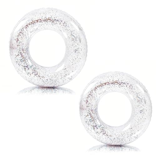 Image of 2Pcs Swimming Ring Inflatable Rubber Rings for Adults,90cm Color Sequins Inflatable Pool Ring Floaties Swim Rings Water Float Inflatables Pool Floats for Women Girls Beach Summer Water Party