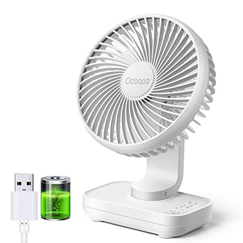 Image of OCOOPA USB Desk Fan, 4000mAh Rechargeable Battery Operated Table Fan, 4 Speeds Setting 5 Inch Mini Fan But Powerful Cooling, Quiet Operation, Easy to Disassemble for Home Bedroom Office Desktop