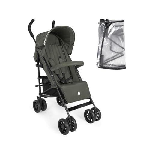 Image of Hauck Fold N Care, Olive - Lightweight Umbrella Pushchair with Raincover from 6 Months to 22 kg, Lie Flat, Compact Fold, Sun Canopy UPF 50+, EVA Wheels, Large Basket, Travel Stroller