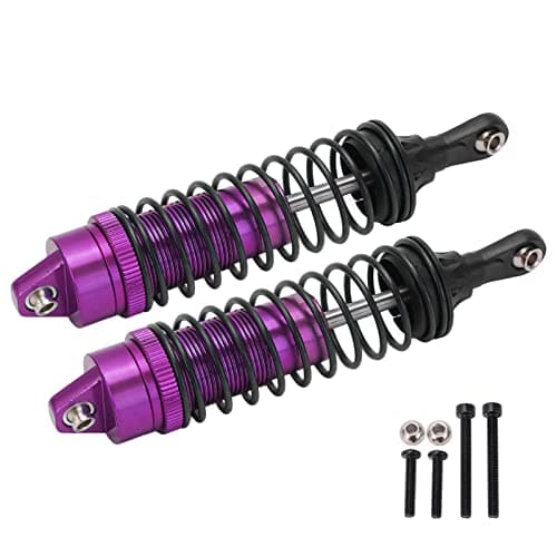 Image of 2Pcs Front Rear Shock Absorbers Aluminum Alloy RC Car Shocks with Threaded Body and High Elasticity Spring for JLB 1/10 Truck Series (Purple)
