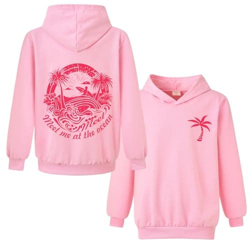 Image of Xpialong Gifts Pink Hoodie Palm Boys Girls Pullovers Hoodies Children's Tops Jumper (Pink,11-12 Years,11 Years,12 Years)