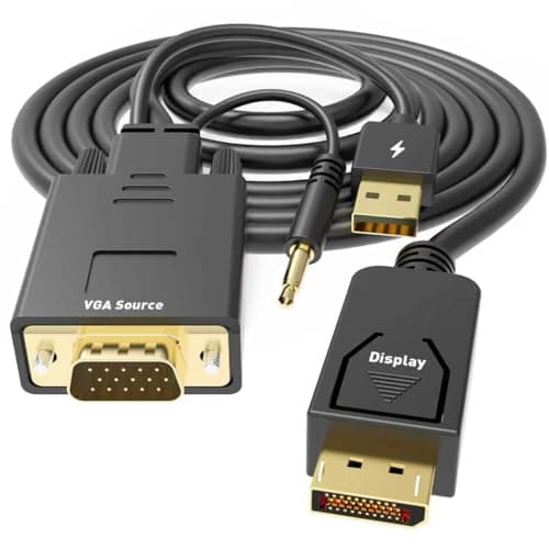 Image of UANTIN VGA to DisplayPort Cable 6 Feet,1080P Uni-Directional VGA Computer to DP DisplayPort Monitor Adapter Male to Male Gold-Plated Cord