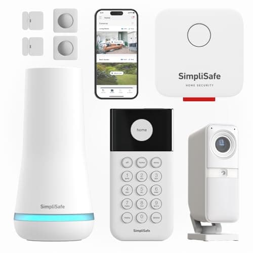 Image of SimpliSafe Wireless Home Security Systems | 8 Piece Smart Home Alarm Systems with HD Indoor Security Camera | Mobile App & Works with Alexa | Professional Monitoring Available | Easy DIY Install