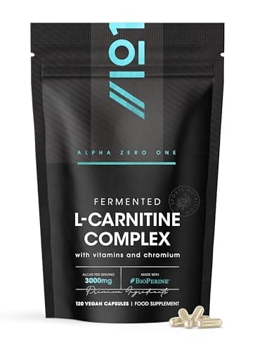 Image of L-Carnitine 3000mg with BioPerine - 120 Vegan Capsules - Energy & Metabolism Support - High Strength Acetyl L-Carnitine Complex (1 Month Supply) by Alpha01
