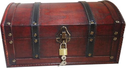 Image of infinimo Treasure Chest - Children's Birthday Treasure Chest - Pirate chest - Gift Box Lockable with Lid and Lock with Key - 30x20x15cm Large