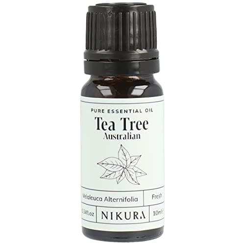 Image of Nikura Pure Australian Tea Tree Essential Oil for Skin, Nail Fungus, Face, Hair, Acne, Piercings, Head Lice | Diffuser Oil for Home, Candle & Soap Making | 10ml | Vegan & UK Made