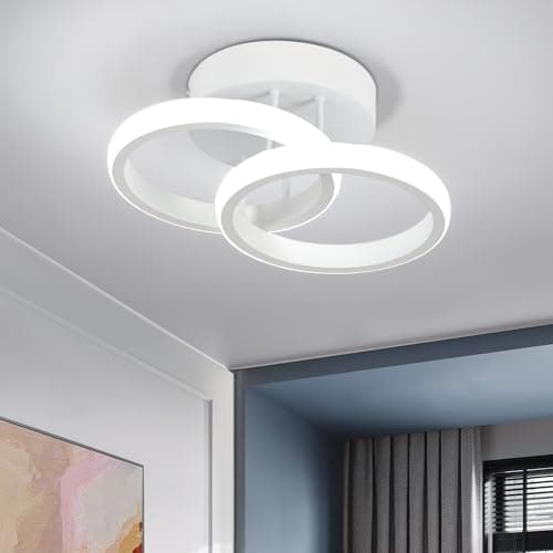 Image of EIDISUNY LED Ceiling Light 2 Rings Cool White 6000K 22W Chandelier Modern Creative Design Ceiling Lamp for Corridor Office Bedroom Living Room kitchen lights ceiling light (White)