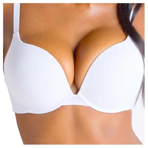 Image of 2 Sizes Bigger Boost Bra Super maximise Push Up Thick Padded Bombshell VS add 2 Cups Assets Full Effect (as8, Cup_Band, b, 32, White)