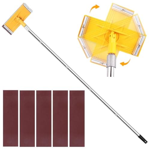 Image of Pole Sander for Drywall, 74.8-Inch Dry Wall Sander with Extension Pole and 5 Pcs Sandpaper 360-Degree Polishing Hand Sanders for Floors Wall Ceiling