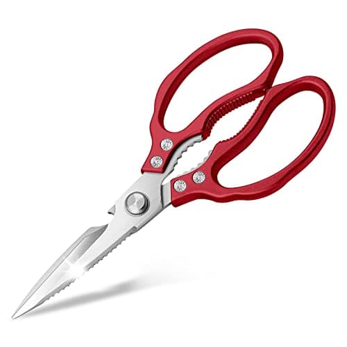 Image of CGBE Kitchen Scissors Heavy Duty, Dishwasher Safe Kitchen Scissors, Multi-Purpose Kitchen Shears for Food, Non Slip Stainless Steel Sharp Cooking Scissors (Red)