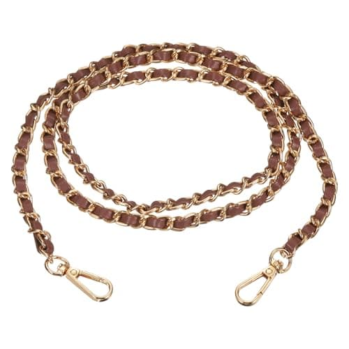 Image of TIXIPEM Purse Chain Strap [1Pcs] - 47.2 Inch Metal Crossbody Bag Chains Strap Use for Purse & Crossbody Bag & Handbag - [Light Gold & Brown]