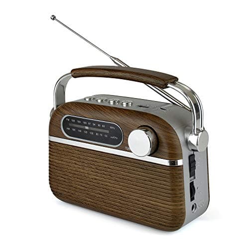 Image of LLOYTRON "Vintage" Style AM/FM Radio with MusicStream- Portable and Rechargeable - MP3 Playback via USB or Micro SD - Mains or Battery Powered - N6403WD - Wood Effect