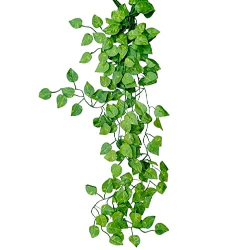 Image of AKORD Artificial Fake Hanging Vine Plant Leaves Decoration, Silk Cloth, Green, 90 x 40 x 10 cm