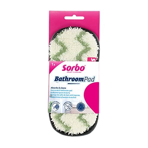 Image of Sorbo Non-Scratch Bathroom Cleaning Pad, Scratch-Free and Super Absorbent Cleaning Tool, Machine Washable and Reusable, Ideal for Chemical-Free Cleaning on Porcelain and Stainless Steel, 2 Pack