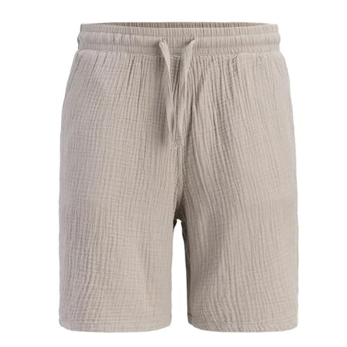Image of JACK & JONES Men's Beige Cotton Gauze Shorts Patras, beige, M