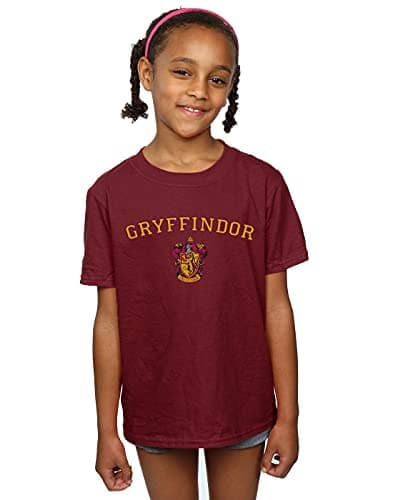 Image of Harry Potter Girls Gryffindor Crest T-Shirt Burgundy 3-4 Years