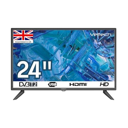 Image of Veltech 24 Inch HD Ready LED TV - Energy Efficient Non-Smart TV Freeview HD, HDMI, USB Media Player, Dolby Digital Audio, Wall Mountable Small Television for Kitchen, Bedroom or Lounge【Energy Class E】