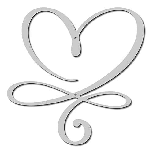 Image of CREATCABIN Infinity Heart Metal Wall Art Wall Decor Love Iron Wall Signs Hanging Metal Ornament Sculpture for Balcony Garden Home Living Room Decoration Gift Christmas Silver 11.8Inch