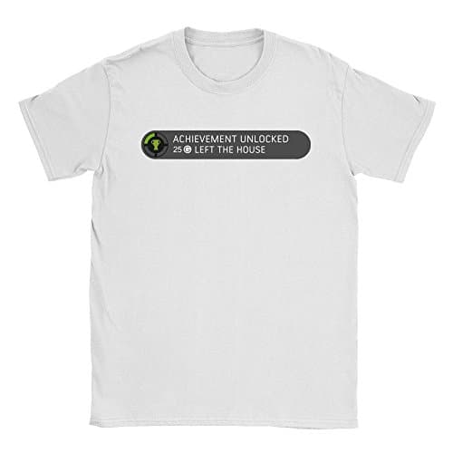 Image of Achievement Unlocked Mens T-Shirt Small White Funny Video Gamer Gaming Xbox