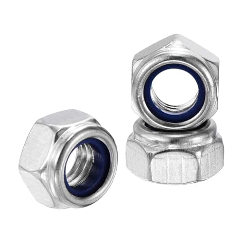 Image of Kozelo 20Pcs Nylon Locking Hex Nuts - [M10-1.25], 304 Stainless Steel Hardware Nuts, Silver, for Automotive, Aerospace, Industrial Applications Use