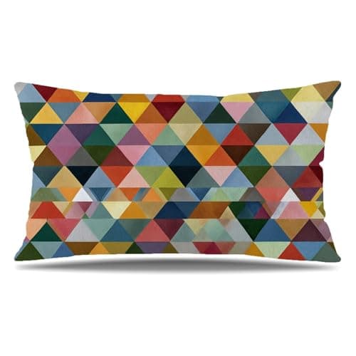 Image of Cushion Covers Colourful 40cm x 60cm Rectangle Cushions Geometry Throw Pillow Covers Velvet Sofa Cushions with Invisible Zipper Large Decorative Pillows for Bed Living Room Farmhouse Fall Decor Q9-68