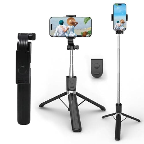 Image of TIGERRDU Selfie Stick, 130cm Phone Tripod, 4 in 1 Selfie Stick Tripod, Extendable and Portable with Detachable Wireless Remote & Stable Stand, Compatible with iPhone/Galaxy/Huawei etc.