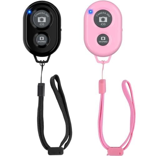 Image of Wireless Camera Remote Shutter for Smartphones (2 Pack), Zttopo Wireless Phone Camera Remote Control Compatible with iPhone/Android Cell Phone - Wrist Strap Included Black&Pink